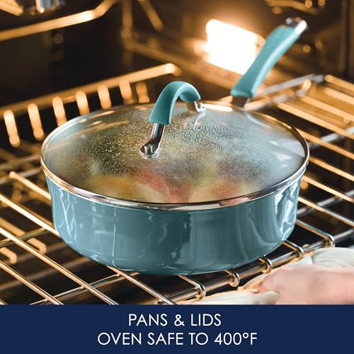 Image of Rachael Ray Cucina Nonstick Cookware /Pots and Pans Set, 10 Piece - Agave Blue