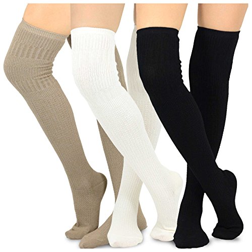 Image of Fashionable Cotton Slouchy Boot Socks for Women and Girls: Long Thigh Highs, Over-the-Knee Highs, and Knee Highs