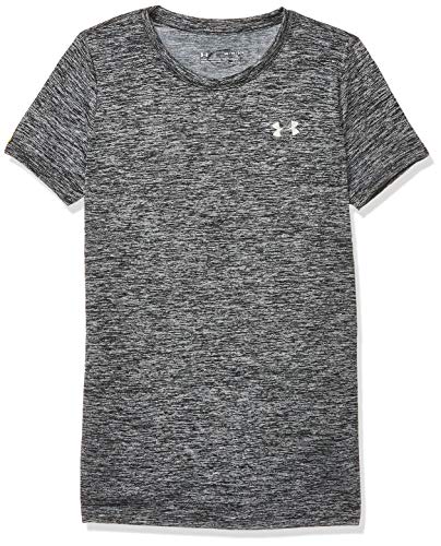 Under Armour Women's Tech Twist T-Shirt, Black (001)/Metallic Silver, Large
