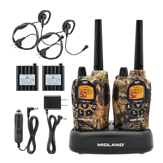 Midland – GXT1050VP4 - Handheld GMRS 50 Channel Two Way Radio - Long Range Walkie Talkies with Rechargeable Batteries - Hiking Hunting Camping Gear – Boom Mic headsets - Mossy Oak Camo – Combo 2 Pack