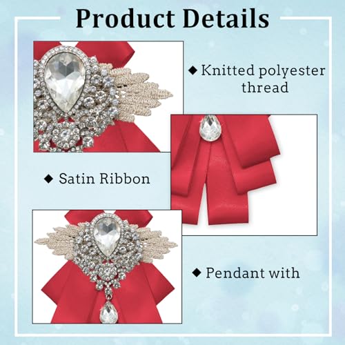 Image of Luckyvestir Womens Mens Bow Tie Ribbon Black Rhinestone Bow Ties Men Large Crystal Bowknot Bowtie for Wedding Party Banquet