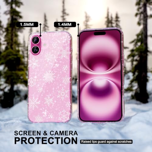 Coque iPhone 16 Plus à paillettes scintillantes protection de qualité militaire flocon - 4