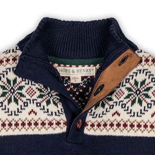 Image of Hope & Henry Boys' Organic Mock Neck Sweater Blue