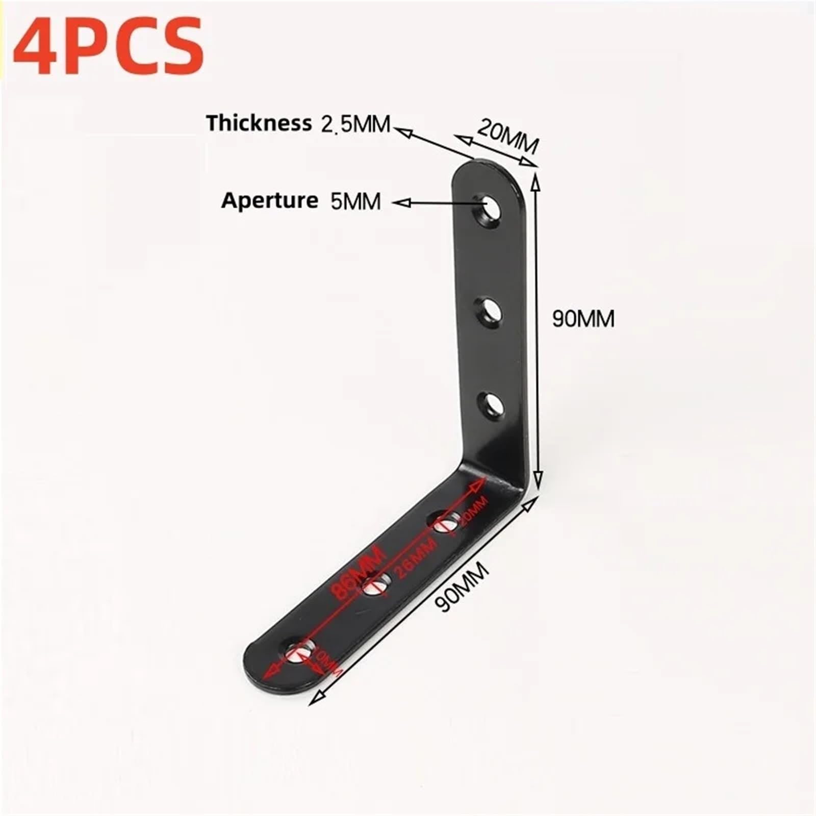 Staffe Angolari 2/4 pezzi di mobili neri spessi codice angolo armadio tavolo e sedia fissi ad retto(90X90X20mm 4pcs)