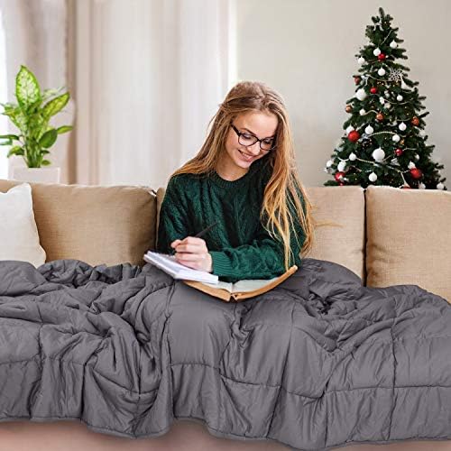 Weighted Blanket, TOPVISION (15 lbs, 48''x72'', Single Size) Heavy Blanket, 100% Cotton Material with Glass Beads for 140-150lbs