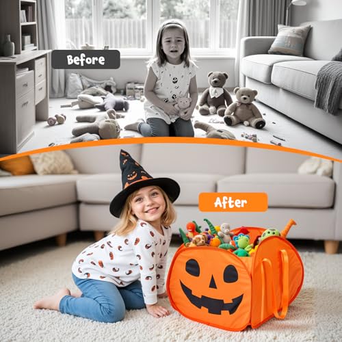 YOHOOLYO 95L Large Cute Halloween Foldable Pumpkin Boo Basket with Handles - image 6