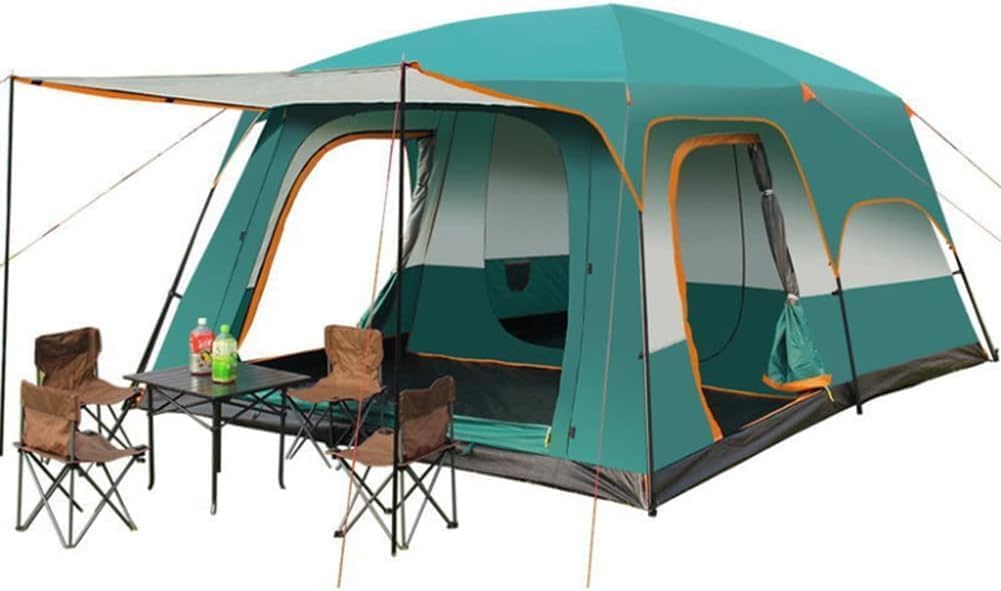Tenda Campeggio 5-8 persone, 4 Stagioni Doppio Strato Tent Familiare Tunnel Zaino Copertura impermeabile Antivento pavimento cucito Attività All'aperto Viaggi