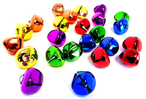 Playscene Assorted Jingle Bells, Multicolored Bells, Silver Bells, Gold Bells, Red Bells for Decorative or Arts & Craft Projects (2 Dozen, Multicolored)