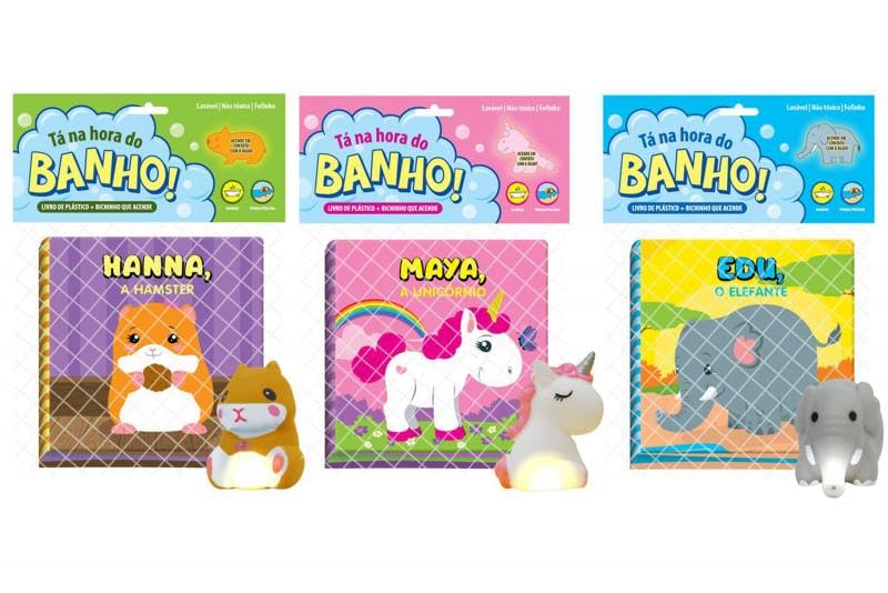 Cole&ccedil;&atilde;o com 3 Livros T&aacute; na hora do Banho + 3 Bichinhos com Luz