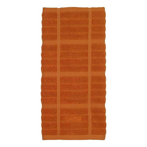 All-Clad Textiles 100-Percent Combed Terry Loop Cotton Kitchen Towel, Oversized, Highly Absorbent and Anti-Microbial, 17-inch by 30-inch, Solid, Tangerine Orange