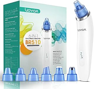 VOYOR Blackhead Remover Vacuum - Electric Vacuum Suction Facial Pore Cleaner Acne Whiteheads Comedone Extractor Kit for Men and Women including 6 Suction Heads and 5 Suction Levels BR510