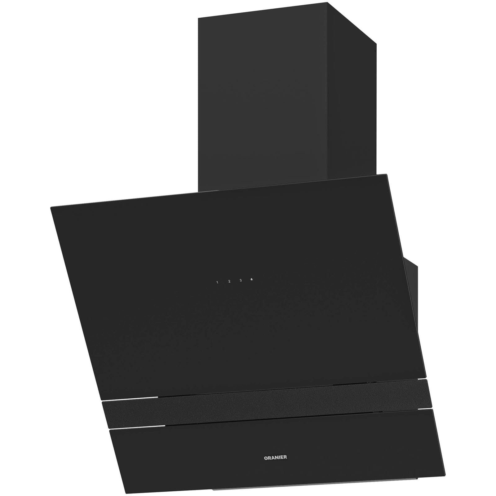 Oranier Kopffrei Dunstabzugshaube 60 cm ALIS - Schwarz Glas Wandhaube mit Schacht inkl. Plasmafilter - Umluft Abluft umstellbar - LED Küchenhaube mit Touch Bedienung & 3 Leistungsstufen