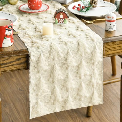 Artoid Mode Christmas Trees Beige Soft Plush Faux Fur Jacquard...