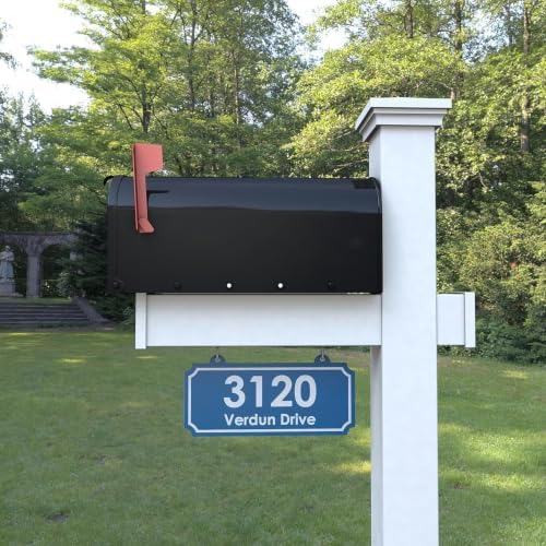 4Ever Products White Vinyl Mailbox Post System with Black Steel Mailbox (Blue, Standard) - 1