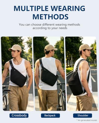 Image of OSOCE Crossbody Sling Bag, Water-Resistant Anti Theft Chest Pack, Minimalist Commuter Daypack for Travel Hiking Work