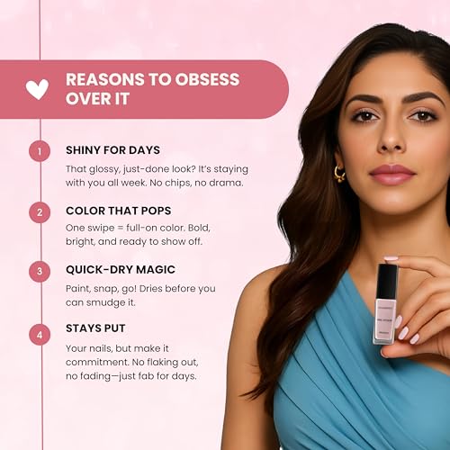Image of Ellement Co French Pink Nail Polish 10ml | Soft Blush Pink Colour | Glossy Finish | Quick Drying | Long Lasting | Chip Resistant | Vegan | Non Toxic | Non Sticky | Nail Lacquer & Nail Paint for Women & Girls