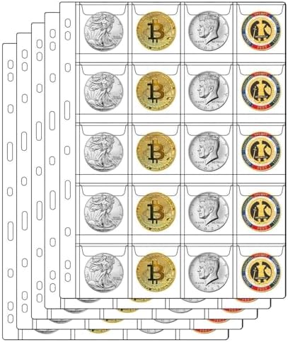 Amazon.com : 20-Pocket Coin Pages for Collectors, Standard 9-Hole Coin ...