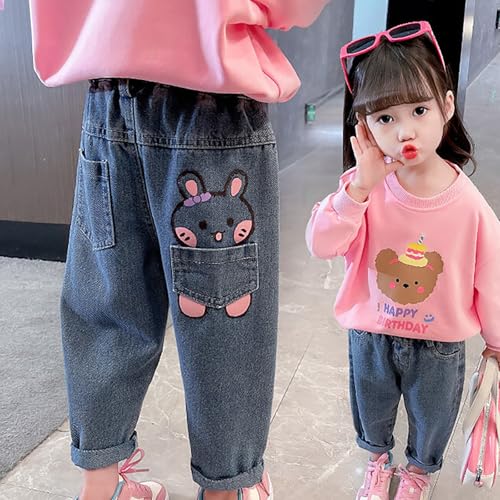Toddler Cotton Jeans Cute Heart Embroidery Straight Denim Pants Kids Girls Retro Casual Fall School Jeans with Pockets3