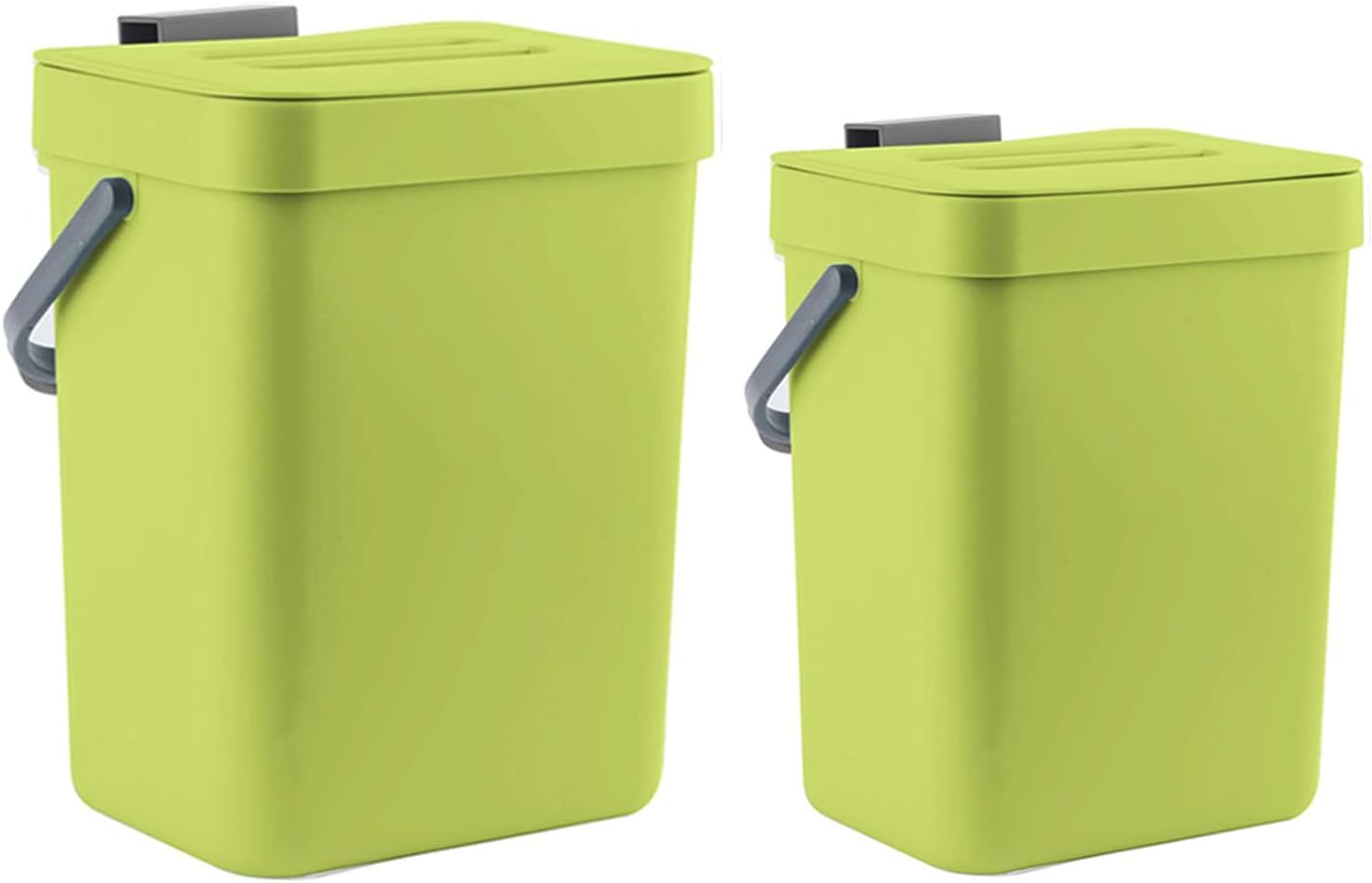 LALASTAR 3L+5L Small Plastic Trash Can, Hanging Small Trash Can with Lid Under Sink for Kitchen, Food Waste Bin for Countertop, Mountable Garbage Can for Bathroom, RV, Green