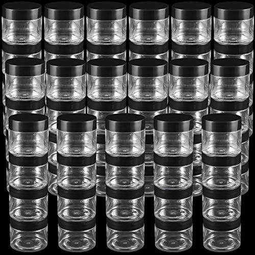 68 Pack 2 OZ Plastic Jars with Lids, Round Clear Slime Containers, Refillable Cosmetic Containers for Travel, Storage Lotion Cream Cosmetics Powders and Small Parts