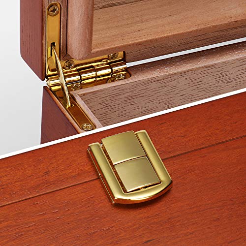 Woodronic Handmade Humidor Cigar Box Spanish Cedar Lining for 6 to 10 Counts, Desktop Cigar Case Gift Set with Humidifier, Mahogany Finish with Inlay