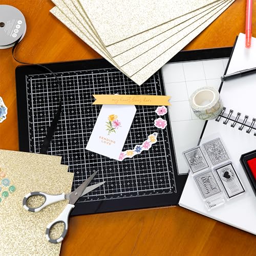 Glitter Cardstock 8.5 x 11 - Shed-Free Sparkly Craft Paper for Scrapbooks, Card Making, DIY Art Projects - 20 Sheets, 85lb Heavyweight, 230 GSM, Gold Dust