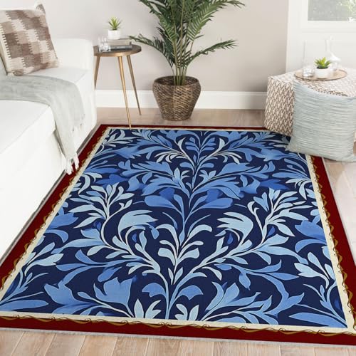 Tapis antidérapant lavable bleu 200x300 pour salon - 4