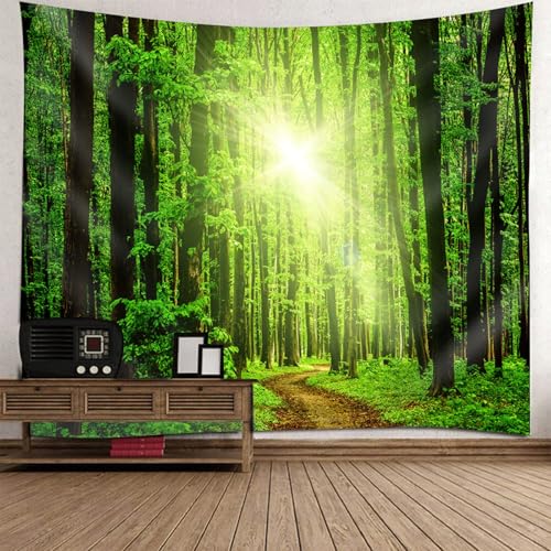 Tapiz de pared decorativo de sol y bosque para dormitorio infantil de 150x150