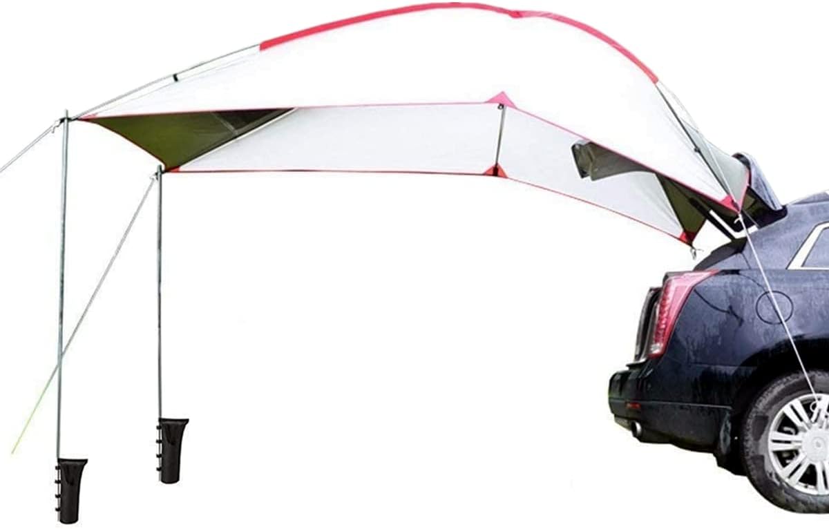 TentHome Trailer Awning Portable Waterproof Car Awning Canopy Tent Sun Shelter for Outdoor Camping Picnic Beach (White/green)
