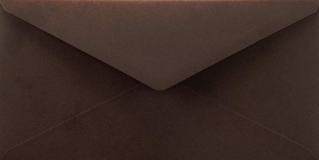 Netuno 500 long brown coloured envelopes DIN DL 110x220mm 4.33x8.66 inches 115gsm Sirio Color Cacao gummed pointed flap no window for wedding invitations Christmas greeting cards letters leaflets RSVP