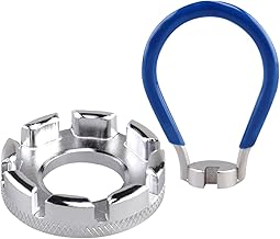 Bike Wheel Spoke Repair Kit with Spoke Wrench and Rim Correction Tool, Bicycle Spoke Wrench Tool, 6 in 1 Bike Spanner Spoke Tool 10-15 Gauge for Bike Wheel Maintenance and Adjustment(Silver+Blue)