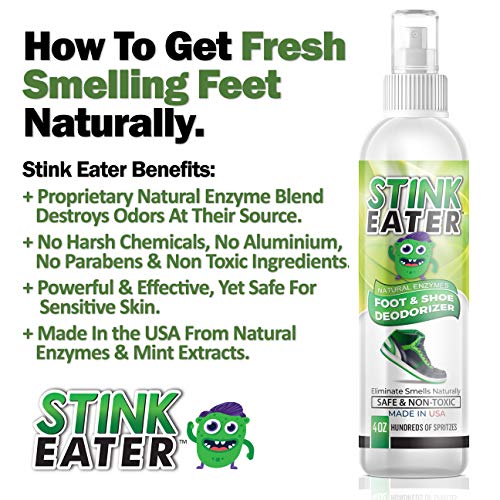 Stink Eater Natural Enzyme Shoe Deodorizer Spray, Foot Odor Eliminator & Freshener | Wipe Out the Cause Of Smells At Their Source - Thumbnail 2