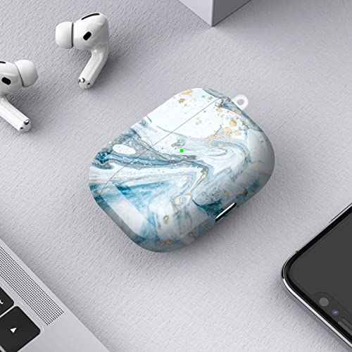 Maxjoy Compatible Airpods Pro Case Cover, Marble Blue Air Pod Pro Case For Women Men Cute Soft Protective Cover With Keychain Compatible With Apple Airpods Pro Charging Case, Marble #TOP5