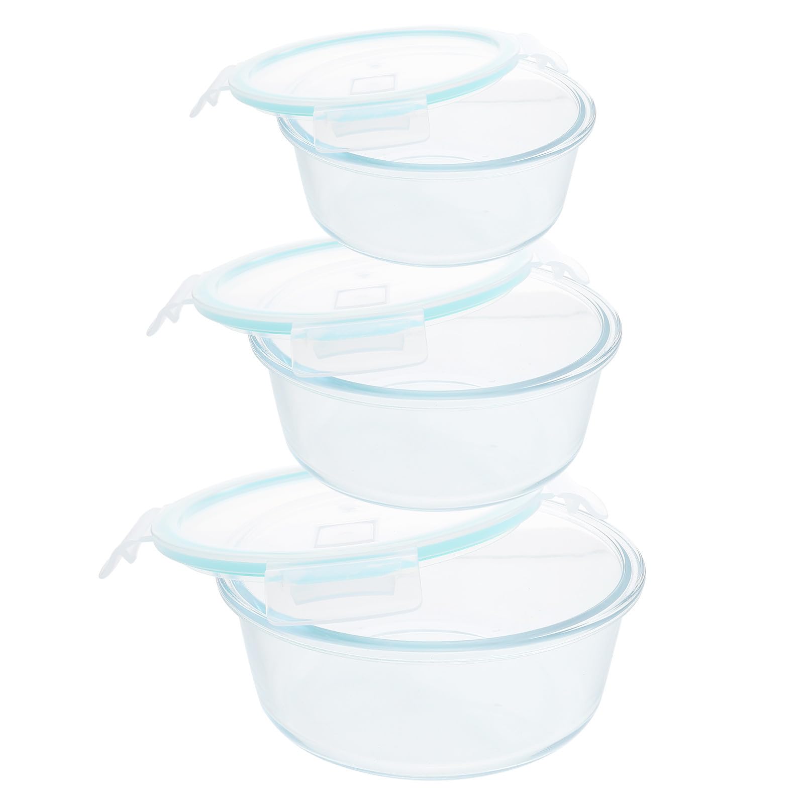 Sosoport 3 Stück Lebensmittelbehälter Bento Kasten aus Glas und Pp 400 Ml/650 Ml/1000 Ml Blau mit Fächern Mikrowellengeeignet für Schüler Büro und Schule