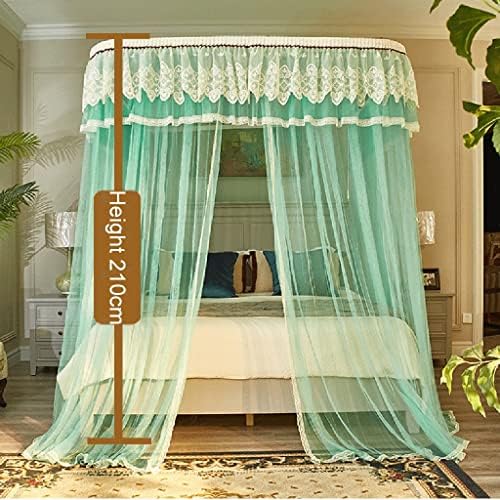 Fabric Bed Drapes Mesh Protection Canopy Shielding Netting,Bed Tents,Bed Canopy U-Shaped Lace Rail Mosquito Net, Princess Style Floor Tent, with Stainless Steel Bracket for Easy Installation