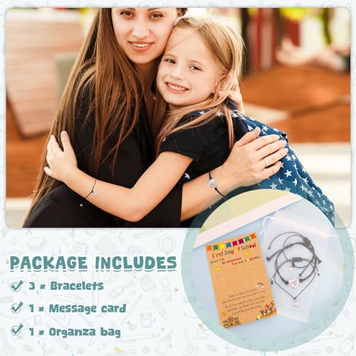 Image of EOBOH First Day of School Bracelet Mommy and Me, Prek Matching Wish Bracelets Set, Adjustable Bracelet for Boys Girls Gifts Stuff Bulk