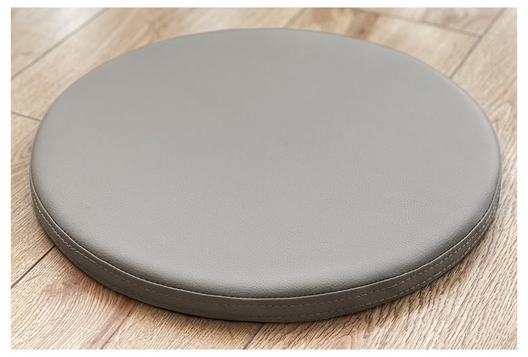MOODMUSE Round Chair Cushion,Round Imitation Leather Seat Cushion,Round Memory Foam Chair Pad,Home Office Kitchen Non-slip Chair Seat Cushion (Color : Light gray, Size : 35cm/13.8inch)