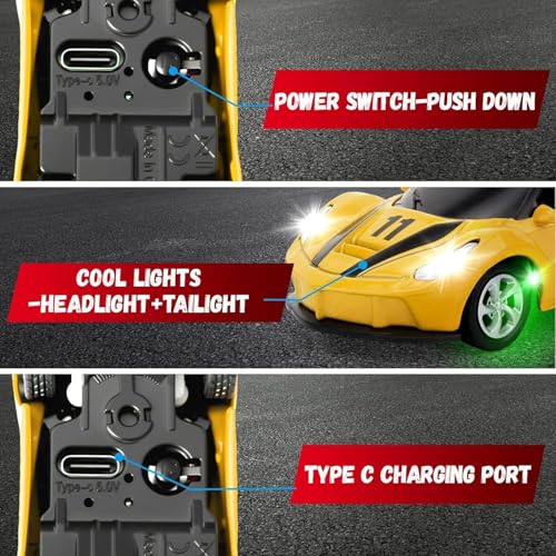 Image of Ferari Model Mini Alloy 1:64 Scale RC Car Remote and App Control Rechargeable C Type Toy Car, 3-Speed Adjustment Pocket Toy Car for Kids 4-8 Years and Adults (Multicolour)