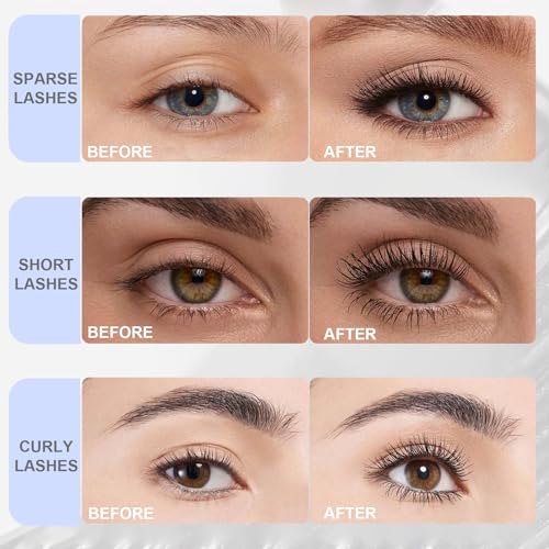 Image of Black Washable Metal Mascara Wand, Waterproof Iron Wand Mascara for Thin Short Sparse Lashes, Natural Length Slim Volume Buildable Formula, Separated Lashes, Long Lasting Smudge-Proof No Flaking Tint