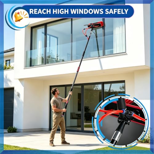 Image of 24Ft Long Reach Solar Panel Cleaning Brush Kit with 5-24Ft Telescoping Pole, Water Fed Window Cleaner Tool, Dusting Brushes for Roof, RVs, Gutter, Boats, Decks and Bathrooms.