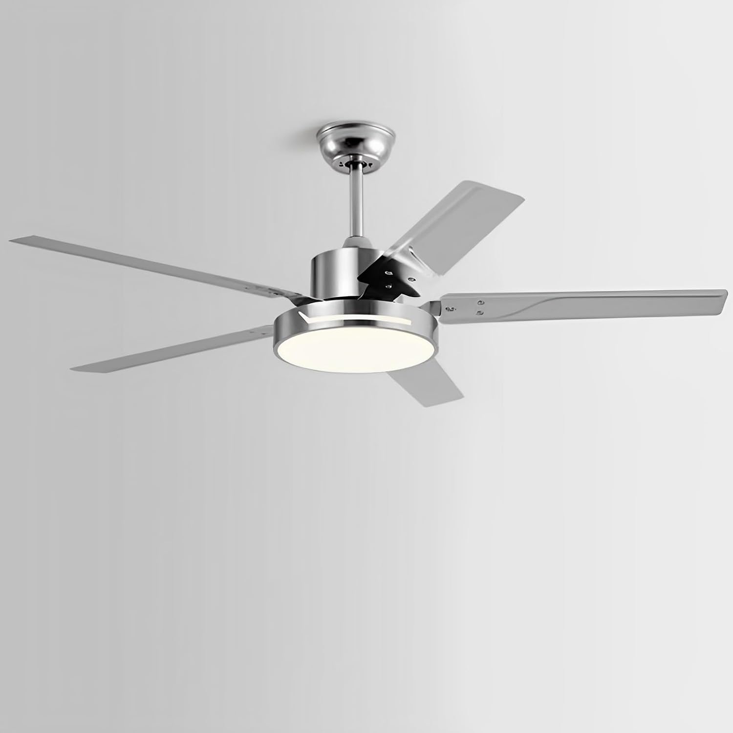 Industrial Ceiling Fans with Lights 6-Speeds Quiet Ceiling Fans Modern Metal Ceiling Fan with 48W LED Light & Remote and Wall Switch for Indoor Living Room Bedroom