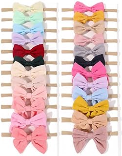 doboi 24pcs Baby Girls Flower and Hair Bows Headbands Soft Nylon Hairbands Elastic Hair Accessories for Newborns Infants Toddlers and Kids