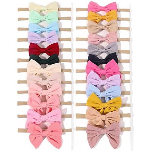 doboi 24pcs Baby Girls Flower and Hair Bows Headbands Soft Nylon Hairbands Elastic Hair Accessories for Newborns Infants Toddlers and Kids Cover