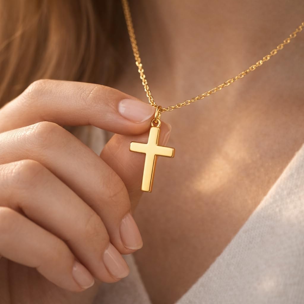 Moodear Cross Necklace for Women - Dainty 14K Gold Plated/Sterling Silver/Rose Gold Layered Cross Pendant Simple Cute Necklaces for Women Trendy Jewelry Gifts - Image 4