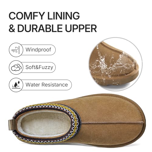 ATHMILE Womens Slippers Tasman House Slippers for Women Short Ankle Mini Suede Boots for Outdoor Indoor Non Slip Thin Sole Warm Fur Lined3