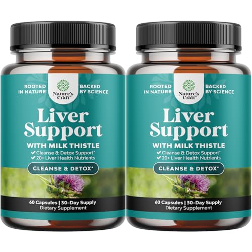 Natures Craft Liver Cleanse Detox & Repair 2 Pack Bundle - Herbal Liver Support Milk Thistle Supplement - Silymarin Milk Thistle Supplements with Dandelion Root, Choline, Beetroot & Artichoke Extract