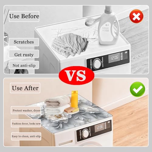 Image of Washer and Dryer Covers for the Top, Non-slip Dryer Top Protector Mat, Dust-proof Washing Machine Cover, 23.6 inch x 19.7 inch (Luxury style, 23.6 inch x 19.7 inch)