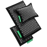 Pranamat Acupressure Large & Small Mat with Pillow Set, Premium Acupressure Therapy for Pain Relief and Relaxation, Handcrafted in Europe with Sustainable and Natural Materials (Obsidian)