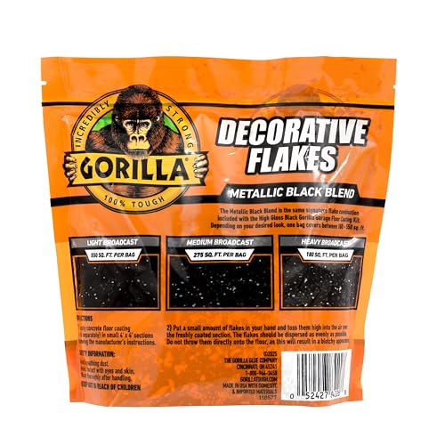 Gorilla Garage Floor Coating Decorative Flakes, Metallic Black Blend | Covers Up to 550 Sq. Ft., Hides Dirt and Imperfections, Matches High-Gloss Finish Kits, Ideal for Epoxy or Concrete Coatings - image 7
