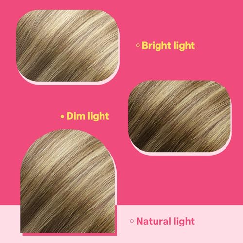 Image of Ve Sunny Hair Tape in Hair Extensions Human Hair 20Inch | Dark Golden Blonde Highlight Platinum Blonde,50g 20Pcs,Silky Straight,for Daily Wear